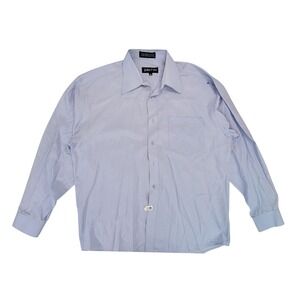 Patrini Mens Light Blue Button Down Dress Shirt Long Sleeve Size 16 34/35